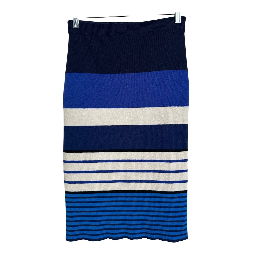 Clements Ribeiro Striped Knit Mini Skirt Blue Navy White Size 40 M